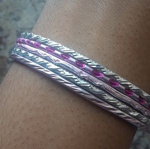 Silver and Purple Bangles